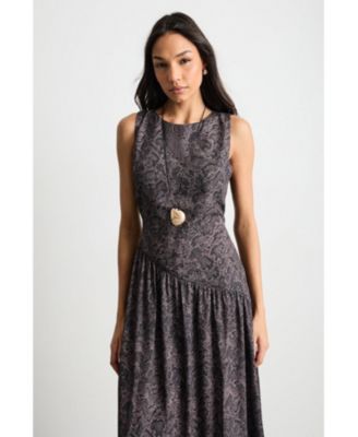 Women's Printed Chiffon Tiered Maxi Dress