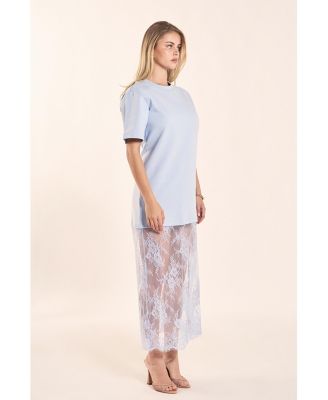 Women's Mixed Media Lace T-Shirt Dress