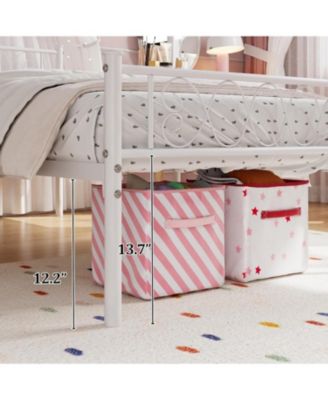  Twin XL Metal Bed Frame With Headboard Footboard Heart Shape Platform Easy Setup No Box Spring Needed