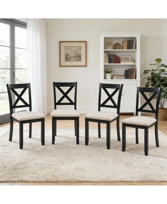 Wooden Dining Chairs Set of 4 with Padded Seat