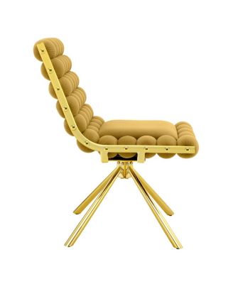 Streamdale Set of 2 Yellow Puffy Bubble Chair Ball Chain Chair Velvet Dining Chairs