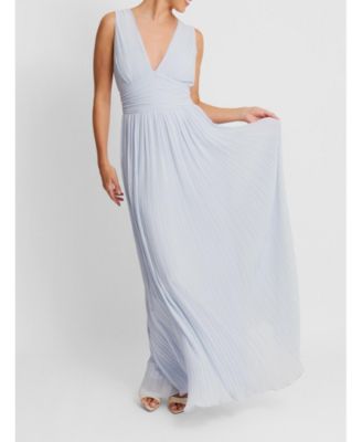 Women's Pleated Plunge Maxi Dress