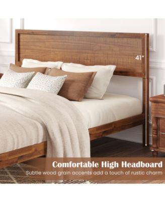 Platform Bed Frame with Headboard and Wooden Slat Support