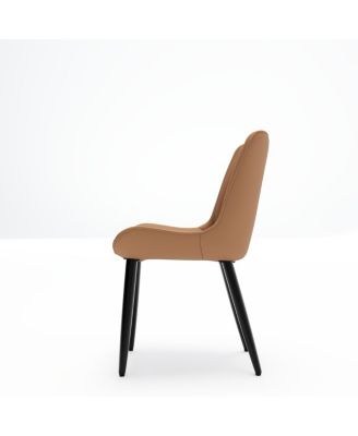 Set of 4 Modern PU Leather Dining Chairs with Cushions & Metal Legs