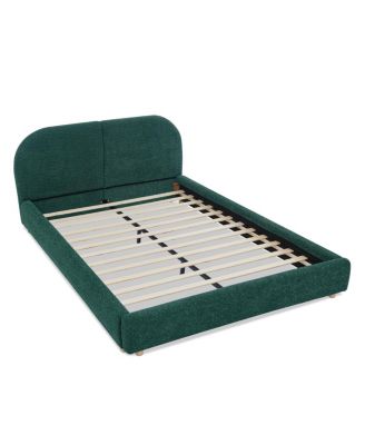 Modern Queen Green Fabric Bed with Headboard