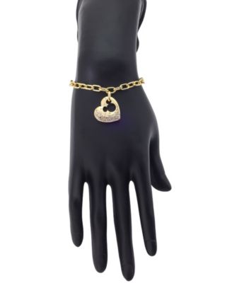 Mickey Mouse Open Heart Crystal and Cubic Zirconia Charm Bracelet