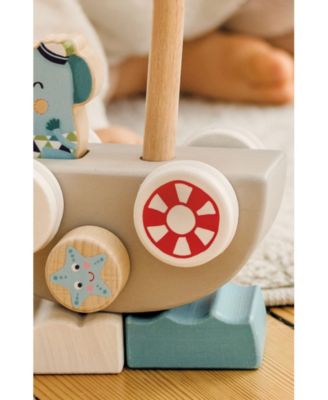Lolo Elephant Funny Autoboat 2 in 1 Wooden Stacking Game Toy