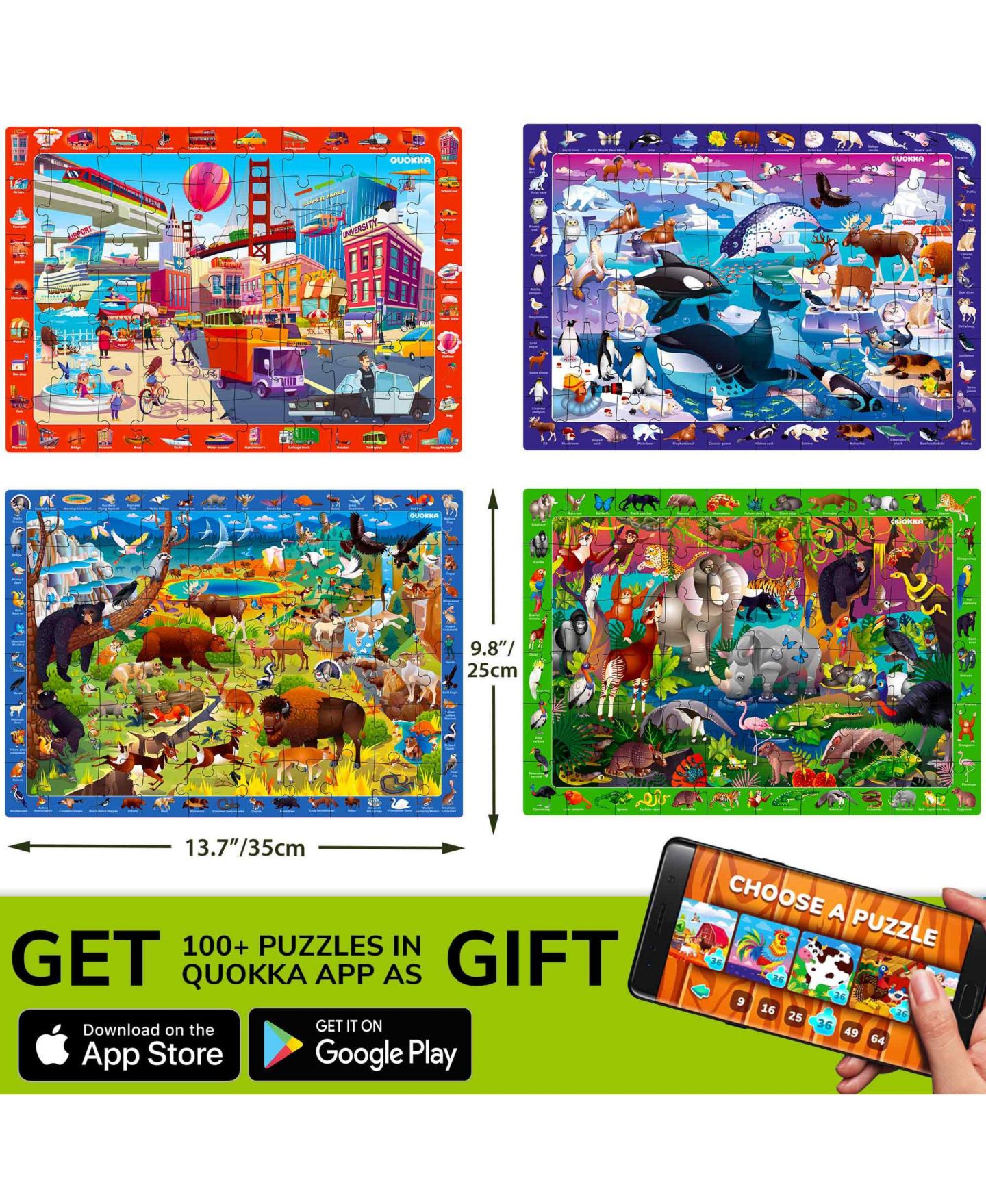Детские игрушки Quokka Search & Find Puzzles, 4-Piece Set, Ages 4+, цвет: Тёмно-зелёный — фото 5