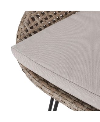 Streamdale Wicker Barstools with Metal Hairpin Legs and Cushions (Set of 2