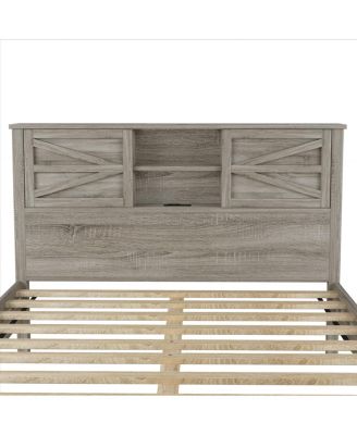 3-Piece Queen Farmhouse Bed Set w/ Storage Headboard, Nightstand & Dresser