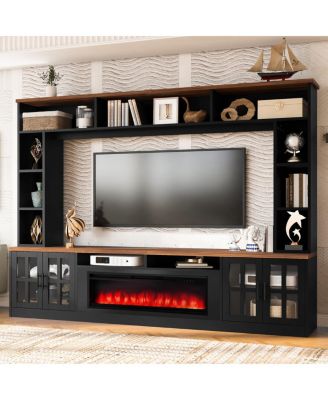  Entertainment Center with Bookshelves & Electric Fireplace for TVs up to 80
