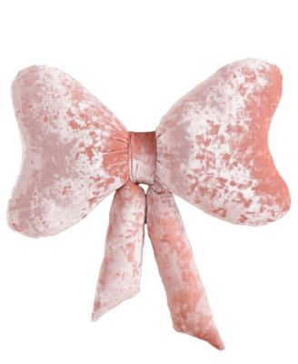 Velvet Bow Novelty Decorative Pillow, 18" X 18"