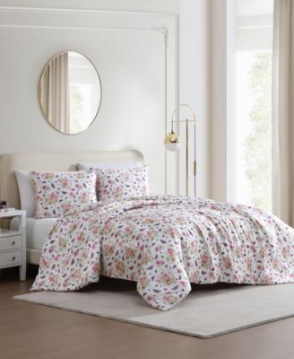 Queen Bee Floral Bouquet Satin 3-Pc. Duvet Cover Set, Full/Queen