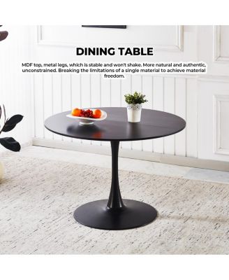 Streamdale 42.1" Black Tulip Dining Table (Seats 4-6) - Round MDF Top, Pedestal Base