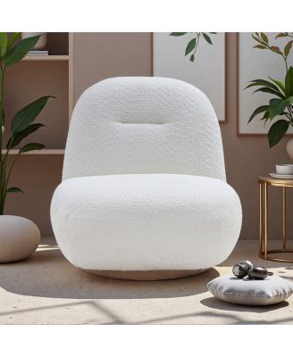 Luxury Modern Swivel Accent Chair, Boucle Rotating Sofa Chair, Minimalist Cloud Chair