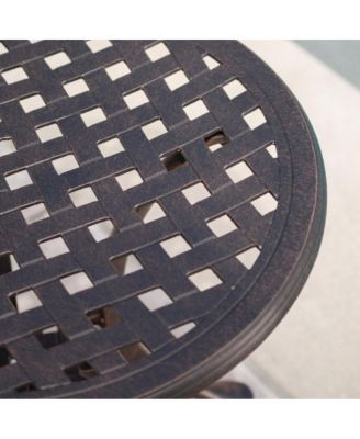 Cast Aluminum Bronze Finish Lattice Design Side Table