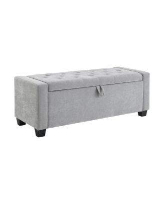 48" Storage Ottoman Bench with Safety Hinge, Upholstered Entryway Seating