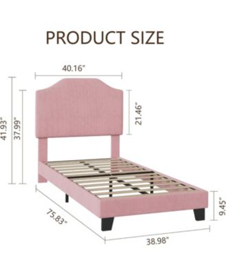Twin Velvet Bed Frame Corduroy Platform Adjustable Headboard Wood Slats Noise Free