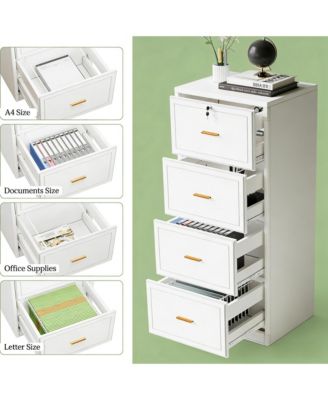 4-Drawer File Cabinet with Lock - Large Vertical Storage Cabinet with Adjustable Rails for A4/F4/Letter/Legal Size Files, for Home Office