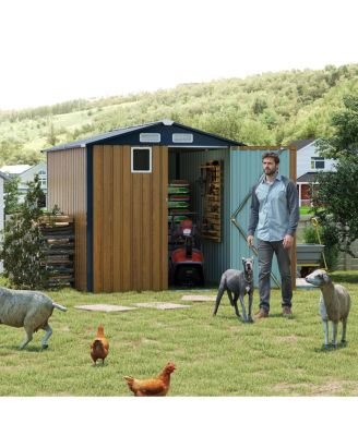 6×8FT Steel Clear Window Lockable Outdoor Storage Shed