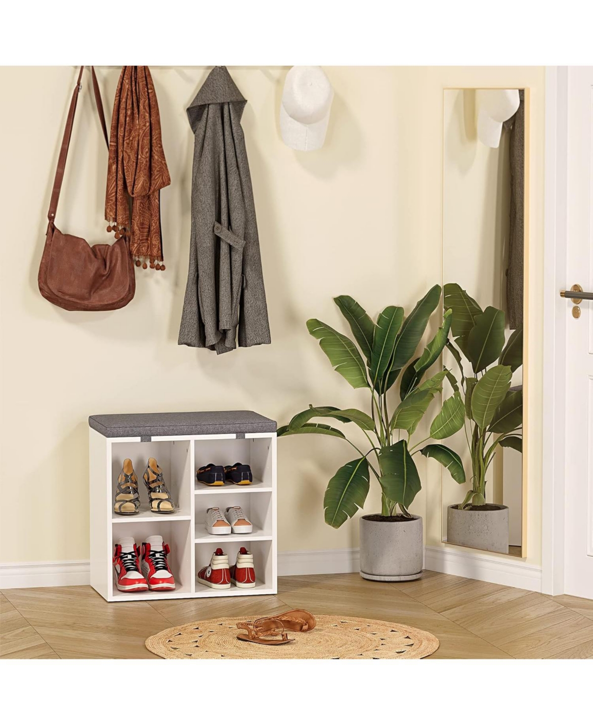 gaomon Entryway Shoe Bench with Storage and Cushioned Seat
