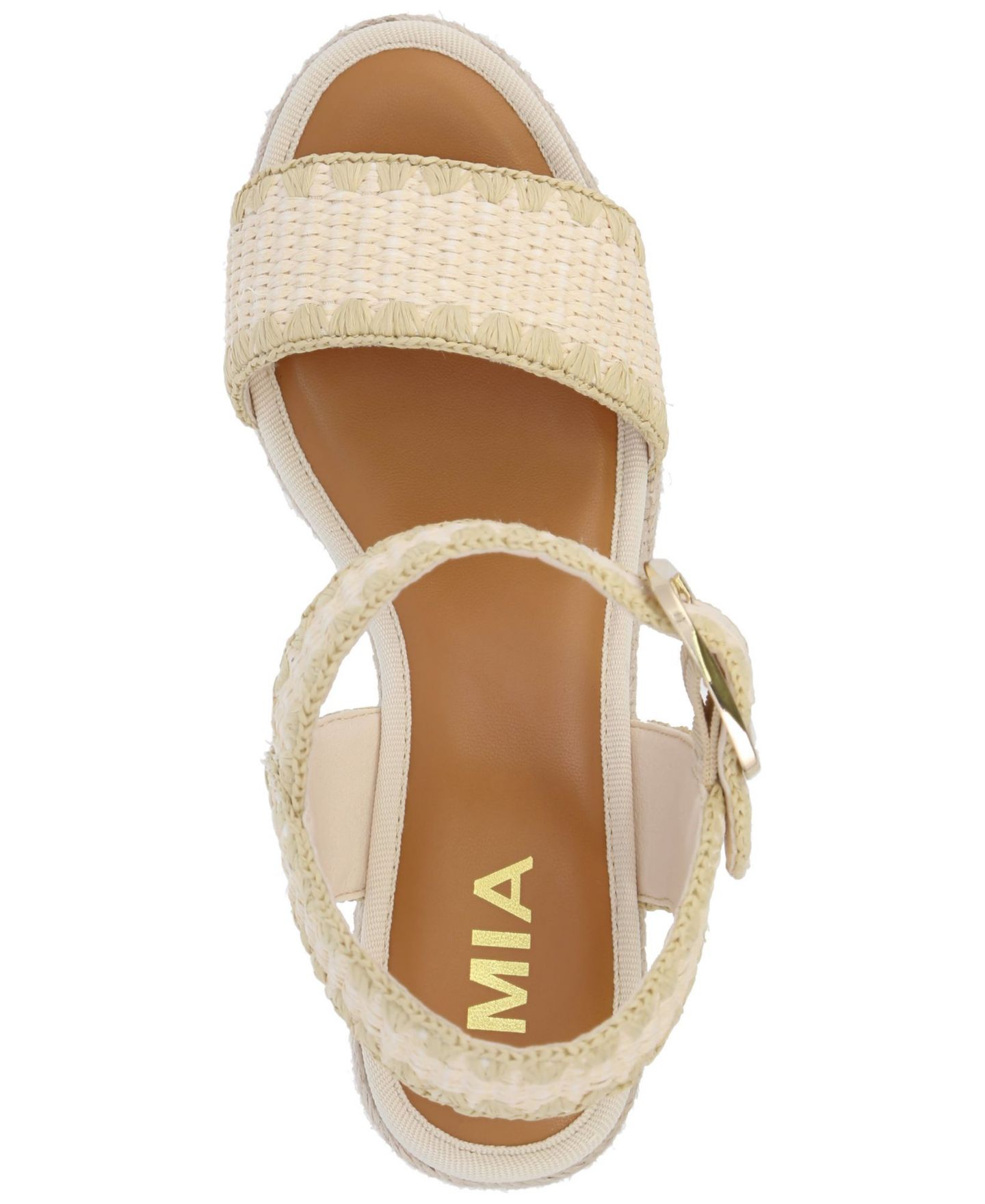 Женские сандалии MIA Beverlee Raffia Espadrille Wedge, цвет: Костяной — фото 4