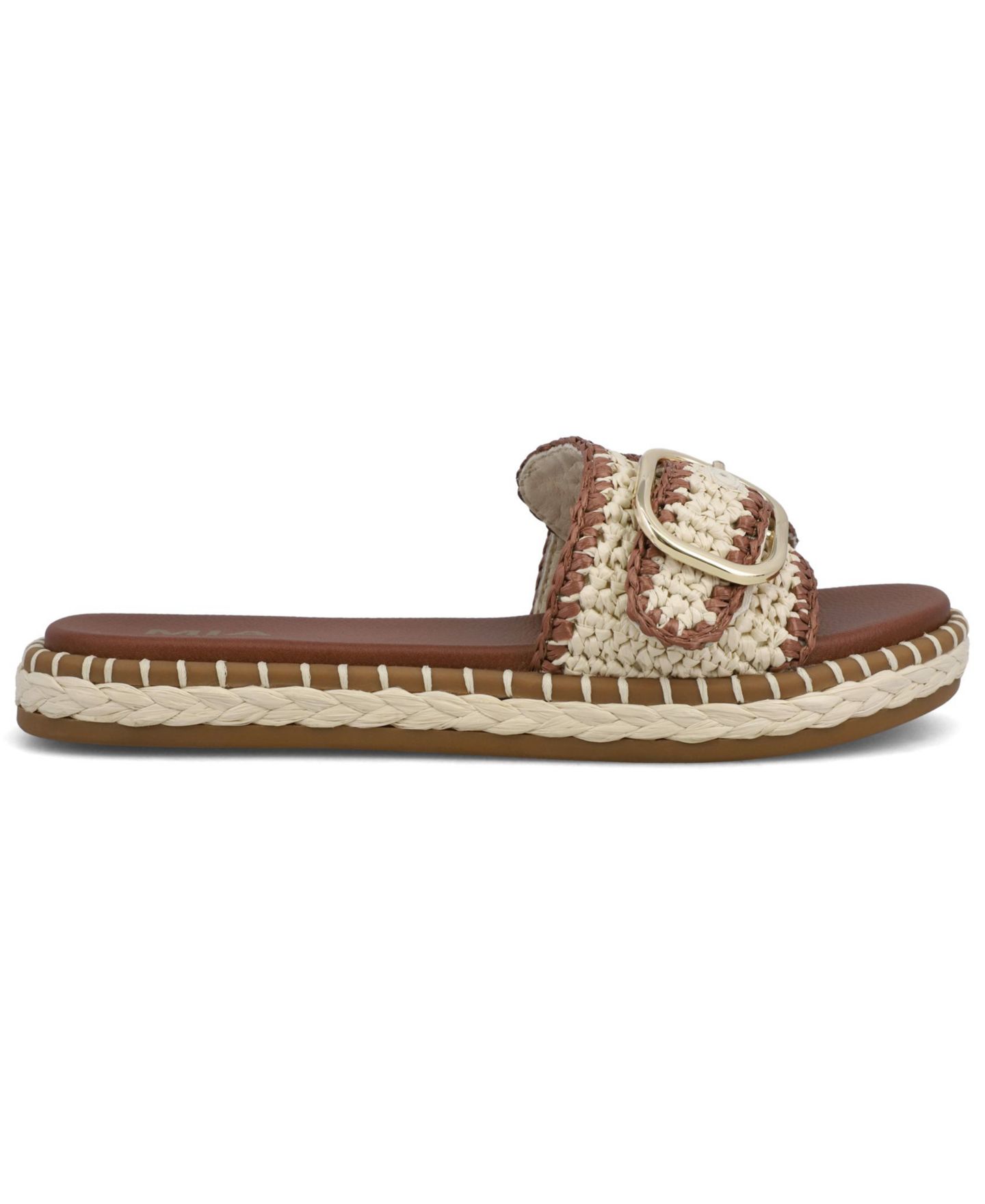 Женские сандалии MIA Sabriel Woven Raffia Slide, цвет: Костяной / Коньячный — фото 2