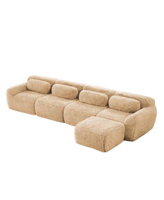 L-Shaped Soft Fluffy Plush Modular Sectional Sofa