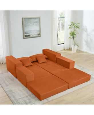 Modular Cloud Sectional Couch, Modern L-Shaped Sofa with Ottoman