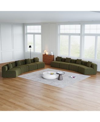  Chenille Curved Sectional Sofa with 8 Pillows and Modular Seats