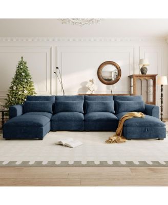 U-shaped Modular Corner Sofa with Two Ottomans
