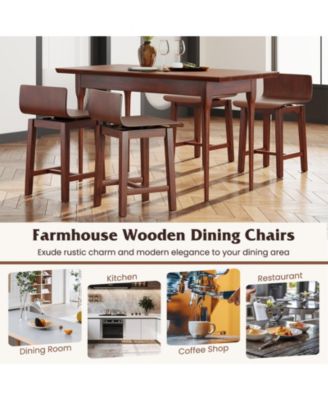 Swivel Dining Chair Set of 4 Farmhouse Wooden Kitchen Chairs Armless Side Chairs