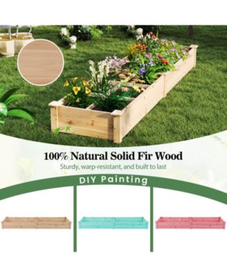 Raised Garden Bed Wooden Elevated Planter w/2 Planter Boxes 7 Compartments