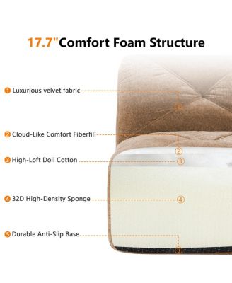 Boneless Tufted Velvet Modular Sectional Sofa Couch