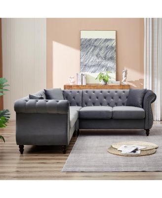 83.5" Oversized L-Shaped Sectional Sofa, 5-Seater Couch with 3 Pillows