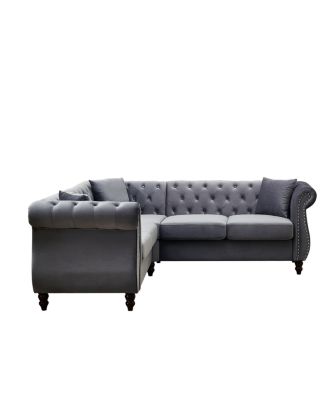 83.5" Oversized L-Shaped Sectional Sofa, 5-Seater Couch with 3 Pillows