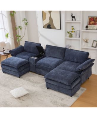U Shaped Modular Sectional Sofa with Storage, Charging, Speakers & More