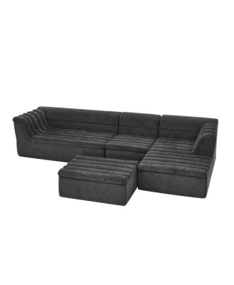135" U-Shaped Modular Sectional Sofa with Chaise and Movable Ottoman