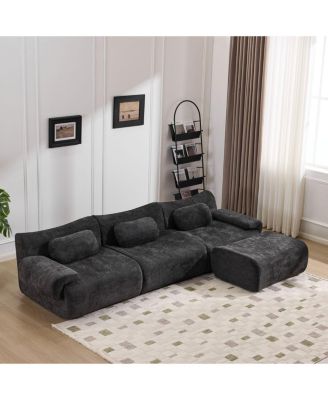 Modular Combination Armchair, Bamboo Joint Shape, 3+1 Seater Chenille Deep-Seat