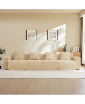 Deep Seat Modular 4-Seat Boneless Sofa with French Edge Piping, No Assembly Required