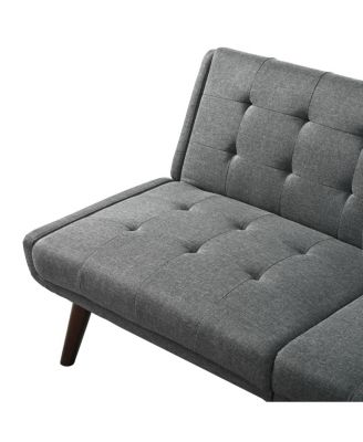 Convertible Futon Sofa Bed, 63" Sleeper Couch with Adjustable Backrest