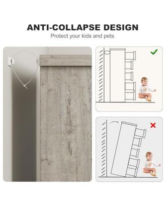 5 Drawer Dresser for Bedroom, Natural Chest of Drawers with Embedded Handles
