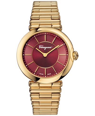 Ferragamo Women's Swiss Style Gold-Tone Ion-Plated Stainless Steel Bracelet Watch 36mm FIN06 0015