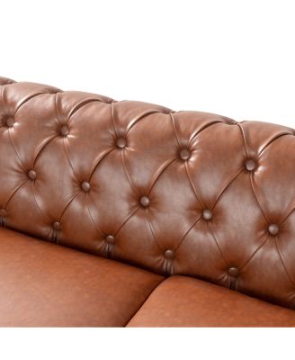 Comfy Large Sectional Sofa with Wooden Legs, Retro Style for Living Room