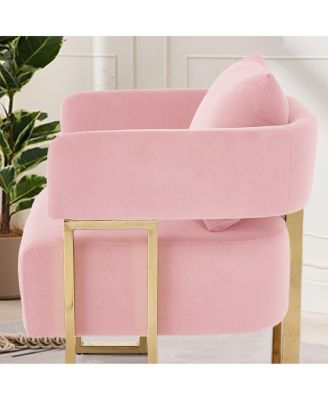 Modern decorative chair with gold legs, velvet fleece upholstered, 2PCS
