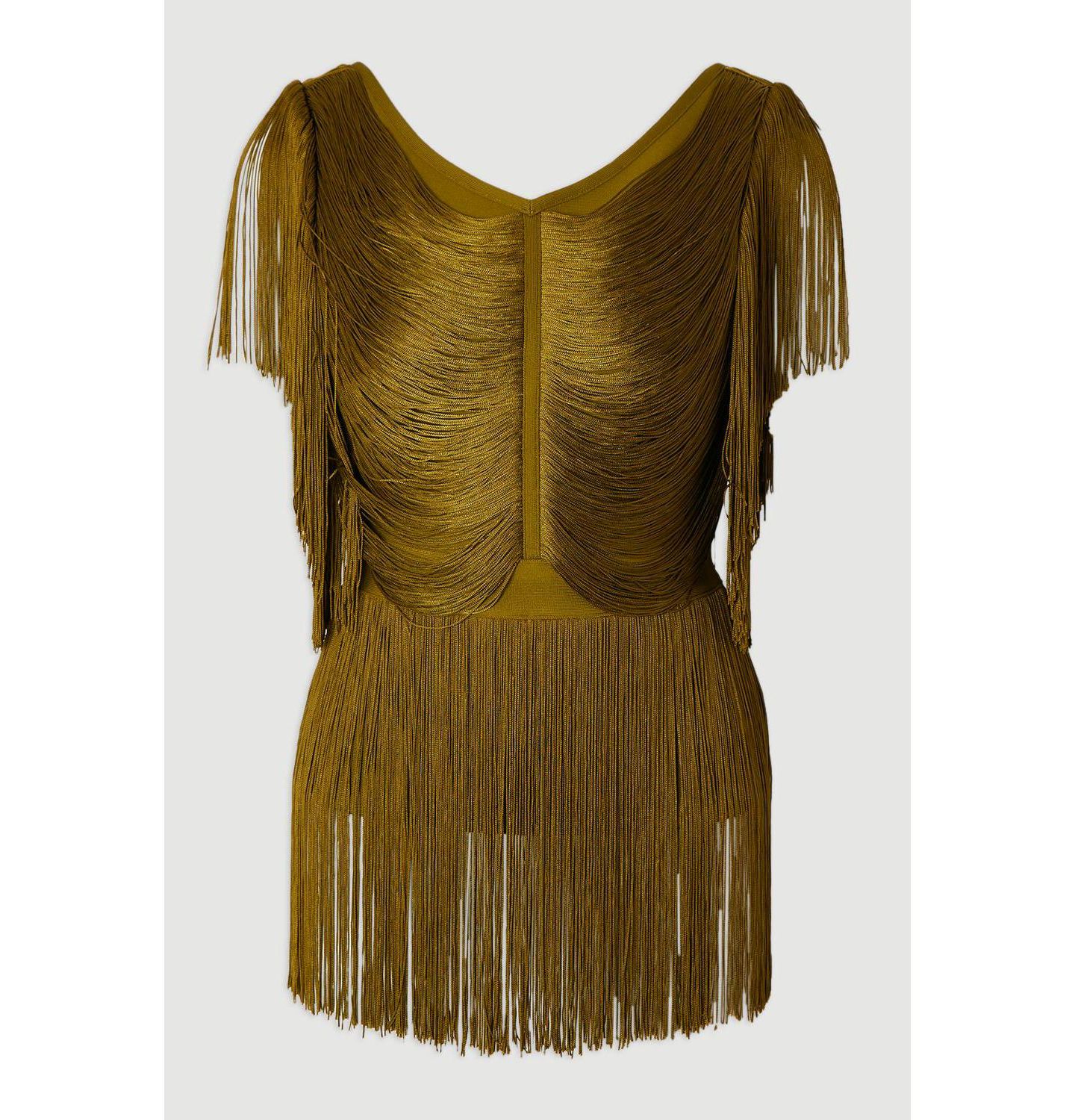 Женский топ Karen Millen Draped Fringe Knitted, цвет: Оливковый — фото 5