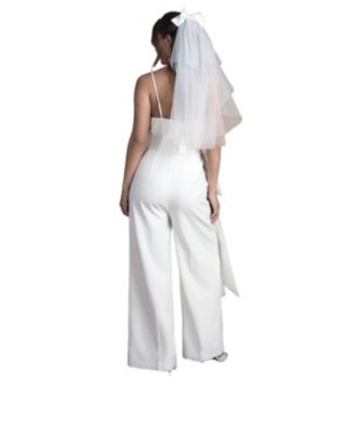 Women's Strapless Bow Wide Leg Jumpsuit