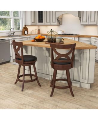 4pcs 24'' Bar Stools 360degree(s) Swivel Counter Height w/ PVC Leather Cushioned Seat