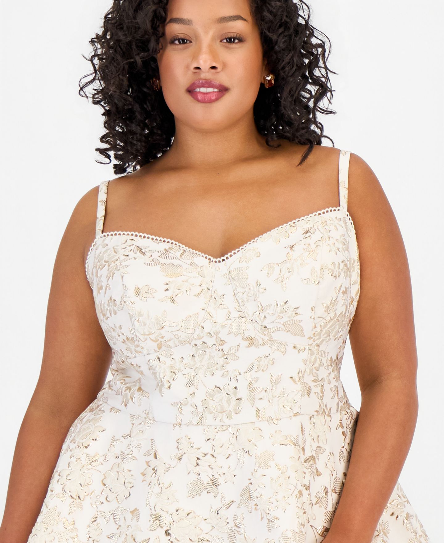 Женское платье B Darlin Trendy Plus Size Sweetheart-Neck Spaghetti-Strap Jacquard, цвет: Белый — фото 2