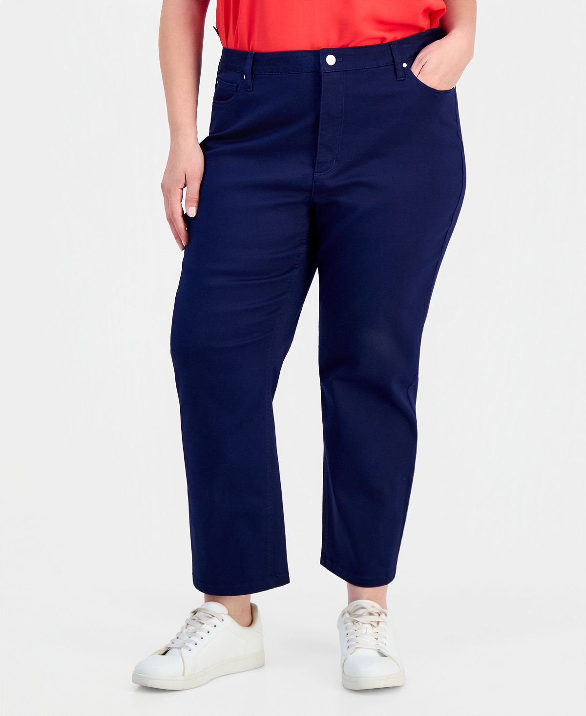 Jones New York Plus Size Lexington High Rise Crop Straight Leg Jeans view 3 — MAYCSS fashion products